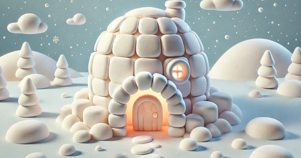 a igloo house with a light on the outside - 'I' Words - I as in igloo