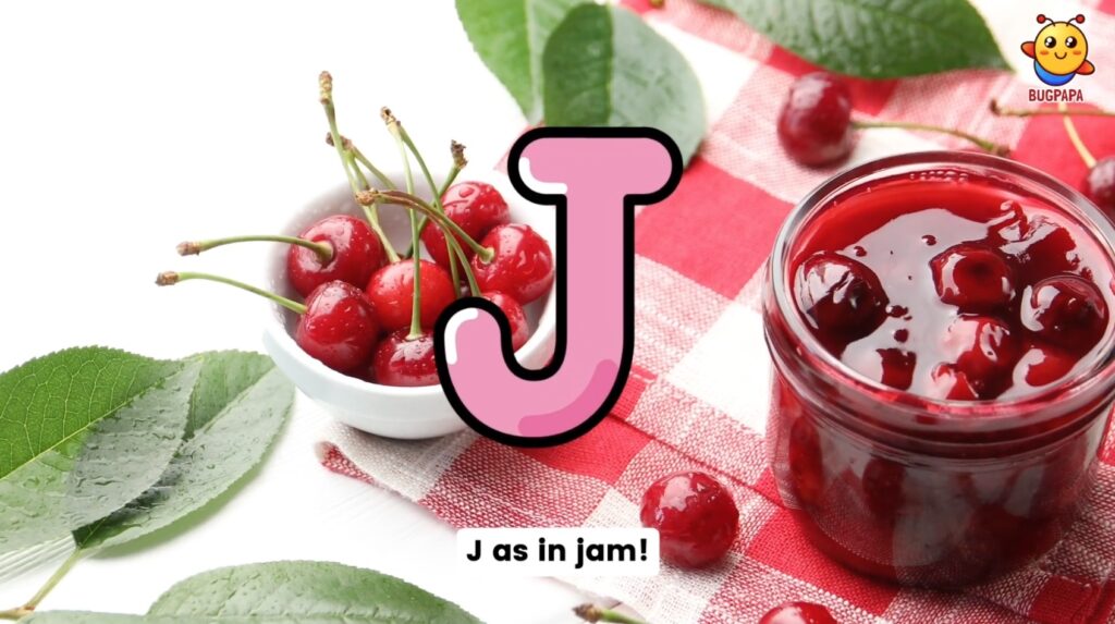 J is for Jam. Phonics Song. Learn phonics with real photos and images with Bugpapa