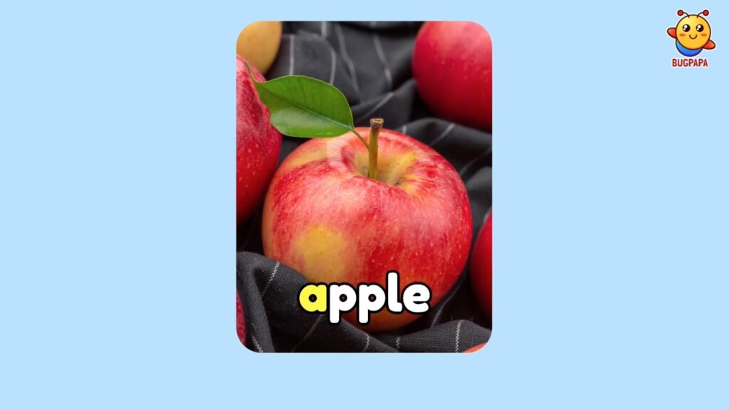 A is for apple. Phonics Song. Learn phonics with real photos and images with Bugpapa