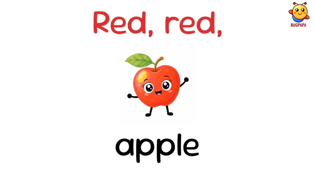 Red red apple, Rainbow Fruits Song, Healthy Eating, Bugpapa